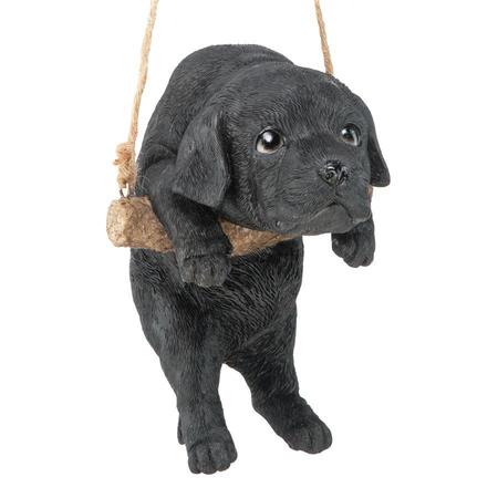 Design Toscano Black Lab Puppy on a Perch Hanging Dog Sculpture JQ108062